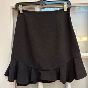 Black Halo Flared Chic Black Party Cocktail Mini Skirt with Ruffle Hem Size 2 XS